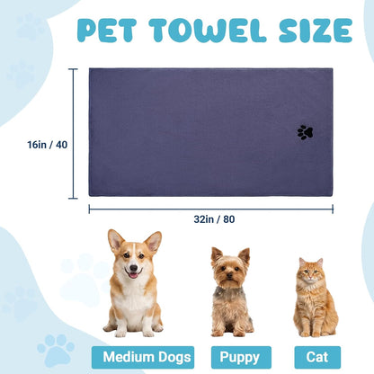 3PCS Dog Bath Supplies,Dog Bath Brush | Dog Washing Gloves | Dog Towel 40'' X 23.6'',Super Absorbent and Soft Pet Grooming Towel, Perfect Shower & Grooming Supplies for Dogs (A-3 Kits)