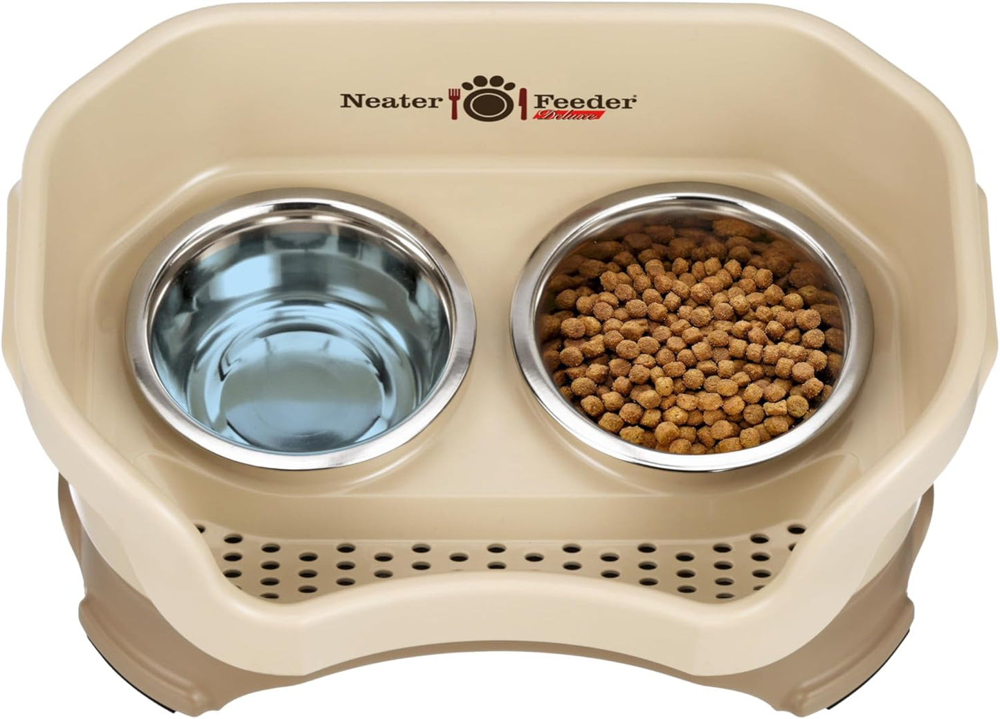 Neater Pet Brands Neater Feeder Deluxe Mess Proof Dog Bowls Elevated for Large Dogs Over 40 lbs, Made in USA, No Spill Raised Dog Food Bowl Stand Feeding Station, Food and Water Bowl Set, Black