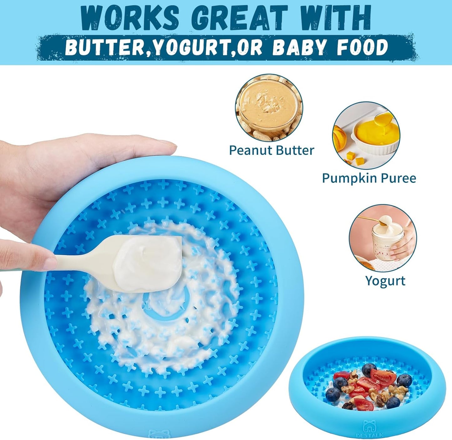 Dog Lick Bowl, Bestalk Anxiety Relief Slow Feeder Dog Lick Mat Treat Dispenser, Non-Slip Licking Bowl Enrichment Toys, BPA Free Silicone, Dishwasher Safe