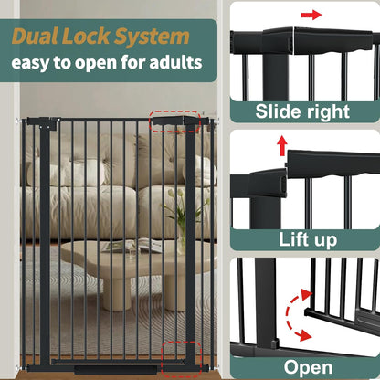 AiWMGL 40.55" Tall, 53.74-61.61 Inch Wide, 1.37" Ultra Narrow Spacing Dog Pet Baby Gate Indoor for Doorway Hallway, Pressure Mounted 54 55 56 57 58 59 60 61 Inches Wide