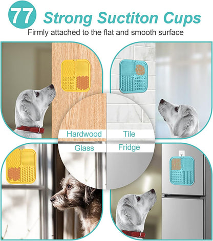 LUKITO 3PCS Lick Mat for Dogs and Cats, Licking Mat with Suction Cups for Anxiety Relief, Cat Peanut Butter Lick Pad for Boredom Reducer, Dog Enrichment Toy, Dog Lick Mat for Bathing Grooming