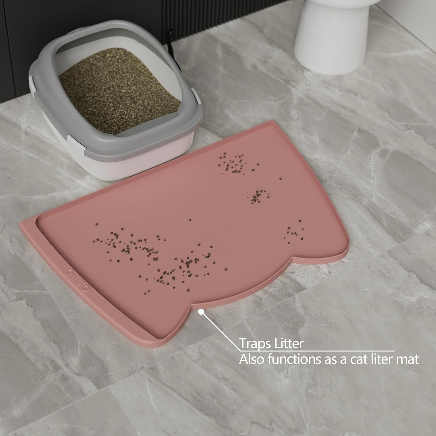 OHMO - Cat Food Mat, Silicone Pet Feeding Mat for Floor Non-Skid Waterproof Dog Water Bowl Tray, Easy to Clean Pet Placemat (Erythrinus, 18 * 9.8'')
