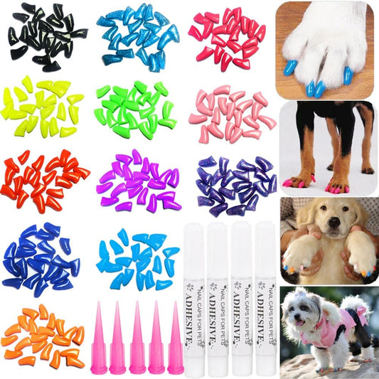 100pcs Dog Nail Caps, VICTHY Dog Claw Caps/Nail Cover with Glue and Applicators (XL)