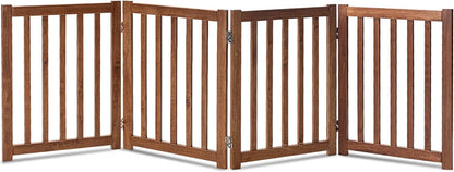 LZRS 2-Panel Wooden Free Standing Foldable Dog Gate Indoor – Solid Hardwood 24" High, Step-Over Safety Pet Gate for Doorways, Stairs & Small Spaces - Indoor Use, White