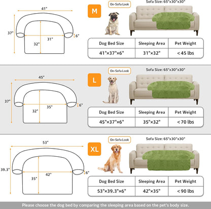 Calming Dog Bed Fluffy Plush Dog Mat for Furniture Protector with Removable Washable Cover for Large Medium Small Dogs and Cats (Large, Light Grey)