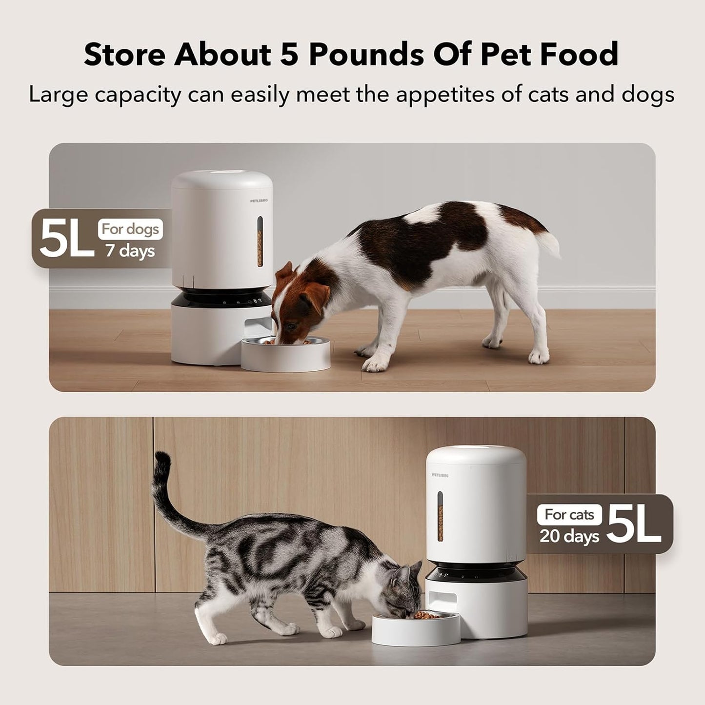 PETLIBRO Automatic Dog Feeder with Camera, Auto Cat Food Dispenser Slow Feeders Dogs Bowl, 1080P HD Video with Night Vision, 5G WiFi with 2-Way Audio, Stainless Steel Slow Food Tray for Small Dogs