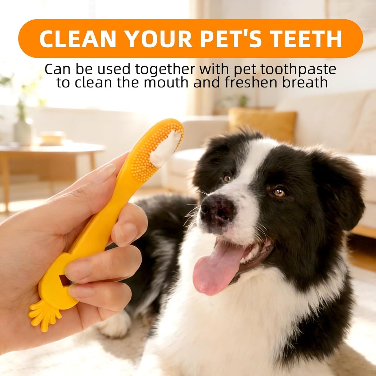 Yellow Pineapple-Shaped Dog Finger Toothbrush Soft TPR Anti-Slip Dog Finger Toothbrush Cover Cat Fingerbrush Tooth Cleaning Tool Pet Dental Care Toothbrush for Dogs and Cats 5.98in/15.2cm