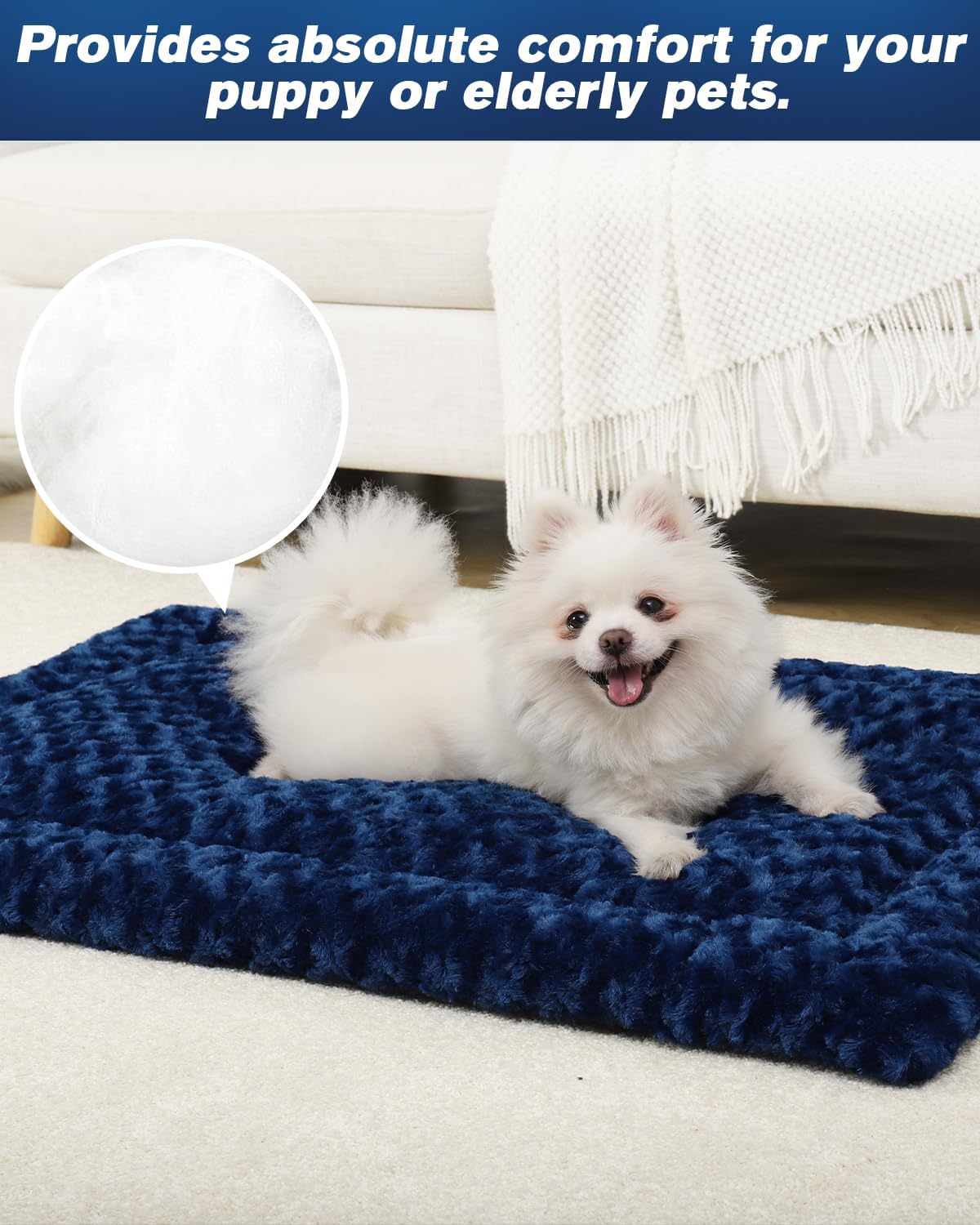 Washable Dog Bed Mat Ultra Soft Dog Crate Pad Comfy Fluffy Pet Kennel Beds Sleeping Mattress for Large Jumbo Medium Small Dogs, 36 x 23 Inch, Gray