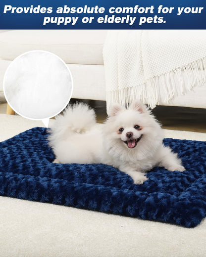 Washable Dog Bed Mat Ultra Soft Dog Crate Pad Comfy Fluffy Pet Kennel Beds Sleeping Mattress for Large Jumbo Medium Small Dogs, 36 x 23 Inch, Gray