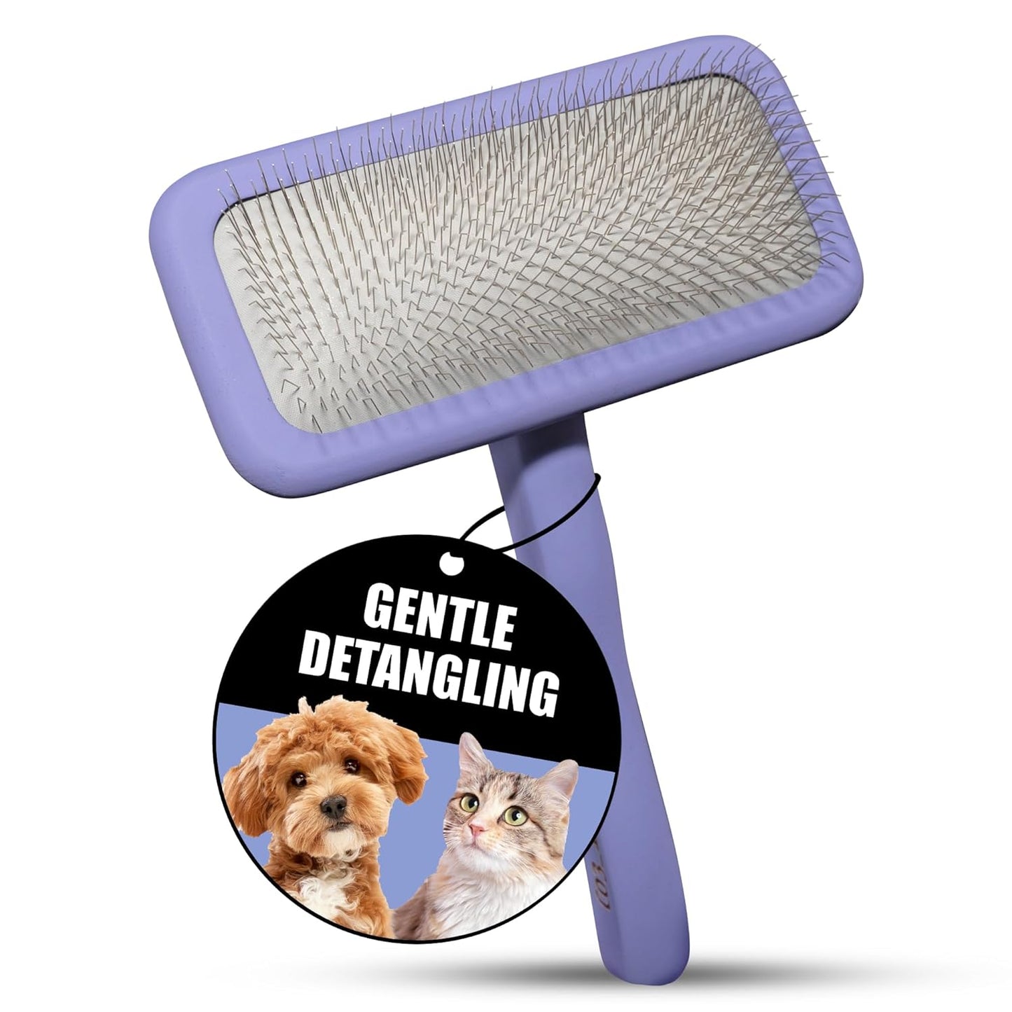 Tauro Pro Line Slicker Brush for Dogs & Cats, Deshedding, Dematting & Detangling Grooming Tool for Medium to Long Coats, Ideal for Doodles & Poodles, Flexible Cushion, Purple, Medium Size (M)