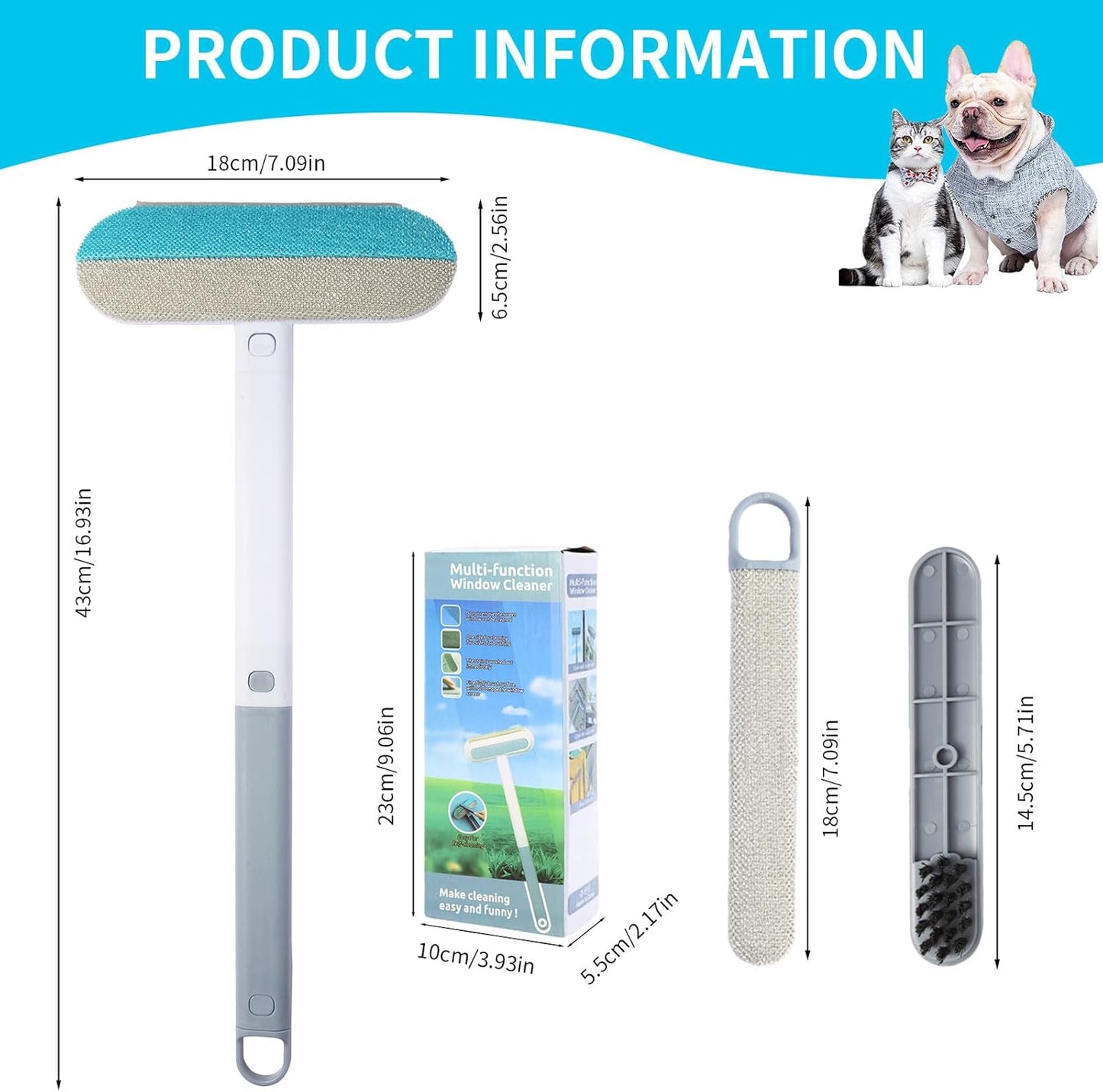 Pet Hair Remover for Furniture, Cat and Dog Hair Remover for Couch, Carpets, Clothes Reusable and Washable Lint Brush Pet Hair Removal Tool
