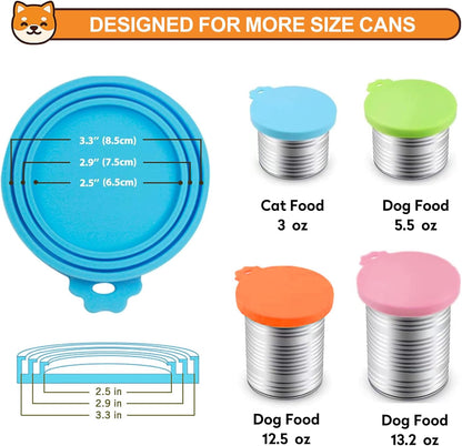 2 Pack Pet Food Can Covers, Silicone Universal Can Lids for Dog & Cat Food, BPA Free, One Fit Most Standard Size Food Cans Green/Blue