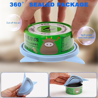 5-Piece Set Reusable Cat Food Can Lids, BPA-Free, Odor-Proof, Fits 2.4/2.8/3.2 Inch Cans (2.8oz/3oz/5.5oz), Fridge Safe (gray)