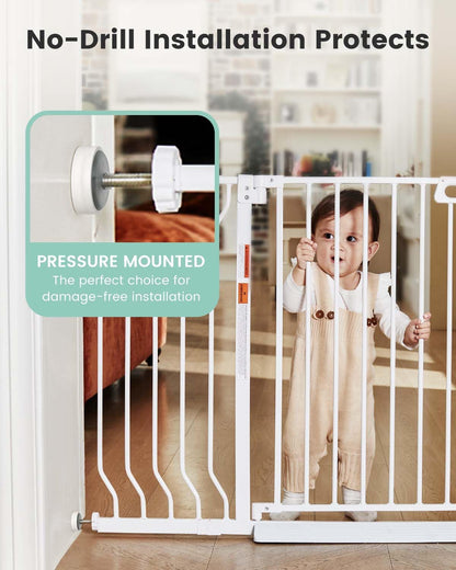 Mom's Choice-GROWNSY Baby Gate for Stairs, 30.5"-43" Pressure Mounted Pet Gate for Doorways-Auto Close Dog Gate for The House-Easy Installation & Walk Thru Wide Safety Gate, Black