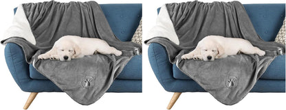 Waterproof Pet Blanket - 50x60-Inch Reversible Sherpa Fleece Throw Protects Couches, Cars, and Beds from Spills, Stains, and Fur by PETMAKER (Gray)