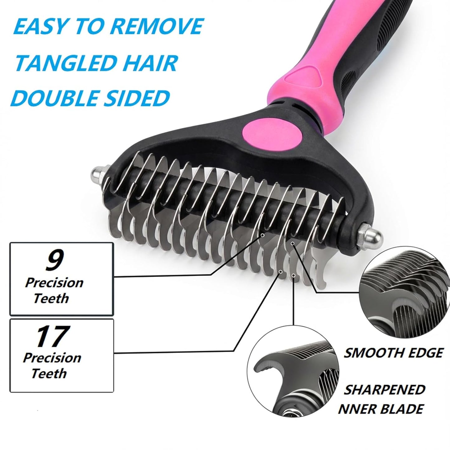 PETIMP STORE 4PCS Self Cleaning Slicker Brush, Pet Grooming Rake, Bath Brush & Massage Brush for Short/Long Haired Dogs, Cats & Horses, Pet Grooming Deshedding Tools - Pet Supplies (White Black)