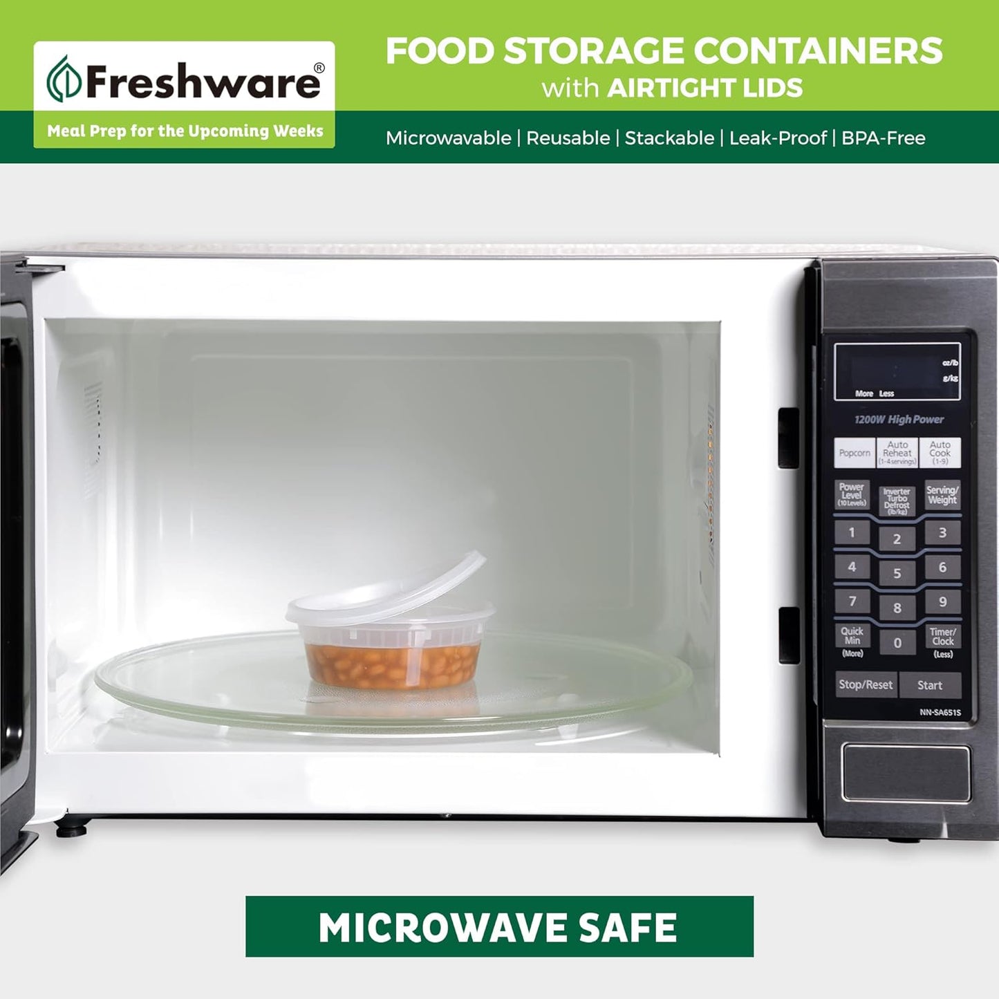 Freshware Food Storage Containers [50 Set] 25 oz Plastic Deli Containers with Lids, Slime, Soup, Meal Prep Containers, BPA Free, Stackable, Leakproof, Microwave, Dishwasher and Freezer Safe