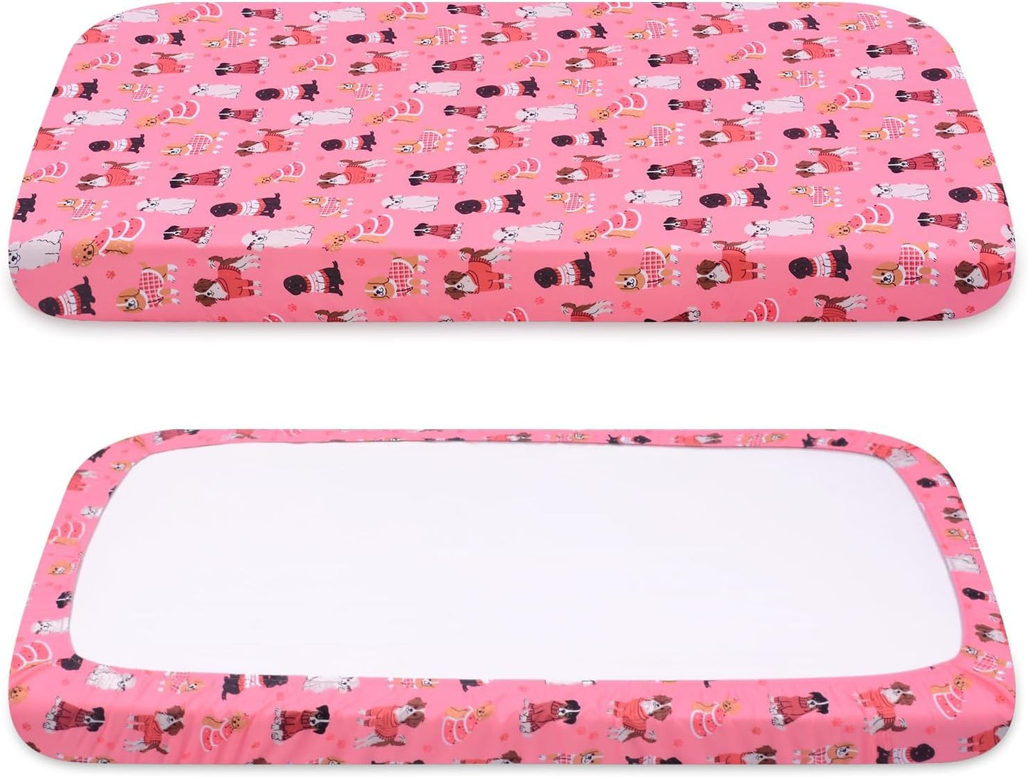 Dog Bed Covers Replacement Washable, Elastic Edged Pet Bed Protector with Cute Dog Pattern Design for Small & Medium Pet Beds, Cover Only (Blue, 36x27x6 Inch)