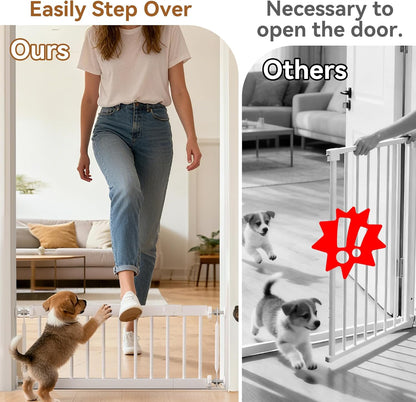 Dog Gate Indoor,18"-45" Adjustable Extra Wide Metal Short Dog Gate to Step Over, 18" Tall Small Pet Gate with 3 Extension Kits, Pressure Mounted Gate for Doorways & Stairs Black