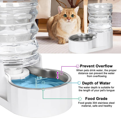 RIZZARI 8L Elevated Pet Water Dispenser – Stainless Steel Gravity Waterer with Auto-Refill Design for Medium and Large Dogs & Senior Pets -Comfortable Drinking Height for Living Rooms,Multi-Pet Homes
