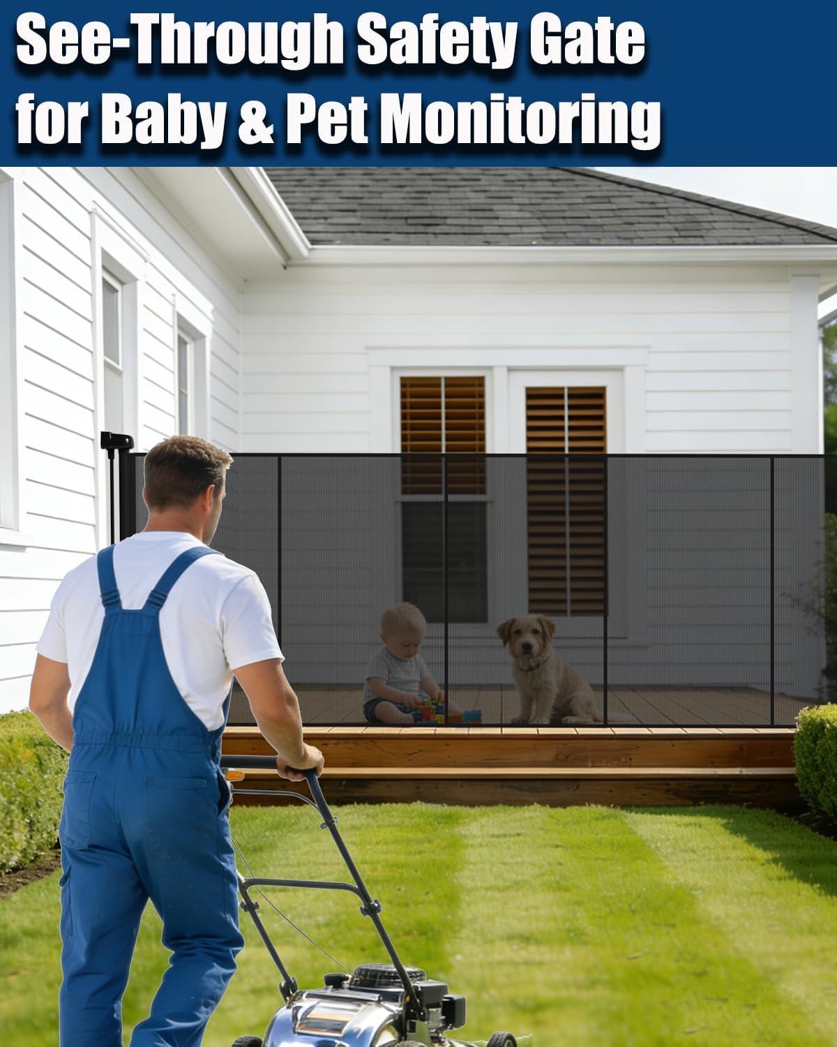 240" Retractable Baby Gates Extra Wide for Large Opening, 41" Extra Tall Retractable Dog Gate Pet Gates, Long Child Safety Mesh Gate with Fiberglass Rods for Stairs, Doorways, Hallways, Indoor/Outdoor