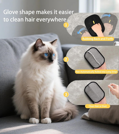 4 in 1 Pet Hair Remover, Reusable, Effective Cat and Dog Hair Removal Cleaning Tool with 17-Inch Extra Long Handle Multifunctional Fur Lint Brush for Couch, Furniture, Carpet, Clothes, Bedding