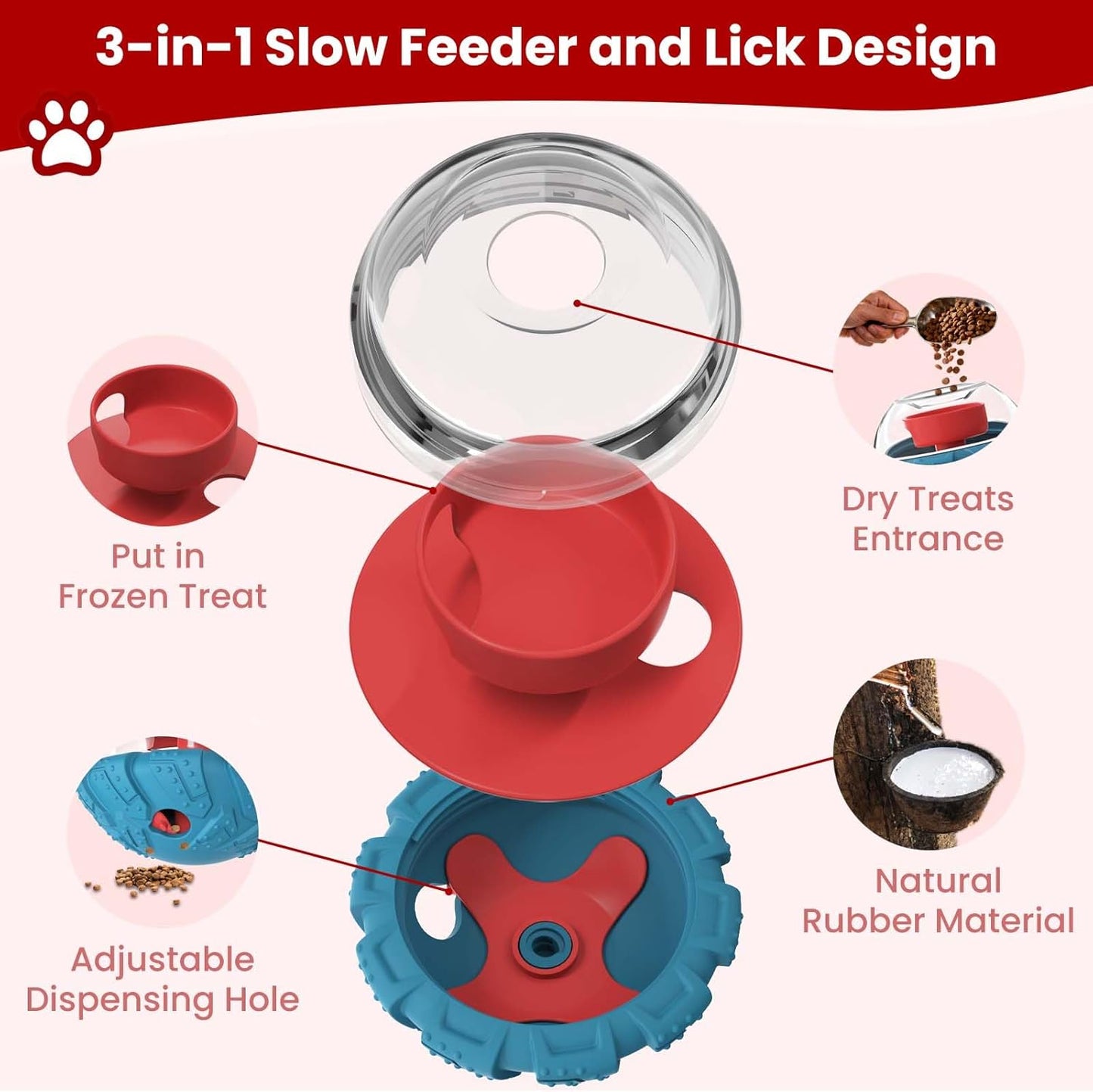 YINEYA Slow Feeder Dog Bowls, Pet Supplies that Slow Down Eating, Pet Food Bowls, Maze Dog Puzzle Feeder for Medium Breed