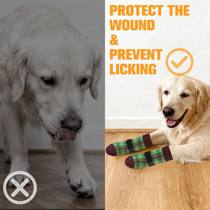 EXPAWLORER Dog Socks for Hardwood Floors, Dog Booties for Winter, Dog Boots & Paw Protectors Pavement to Prevent Licking, Anti Slip Dogs Shoes for Small Medium Large Senior Dogs,Khaki L