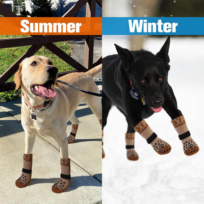 EXPAWLORER Anti Slip Dog Socks to Prevent Licking Paws, Dog Shoes for Hot Pavement Walk, Dog Booties for Hardwood Floors, Dog Boots & Paw Protectors with Grippers for Small Medium Large Senior Dogs M