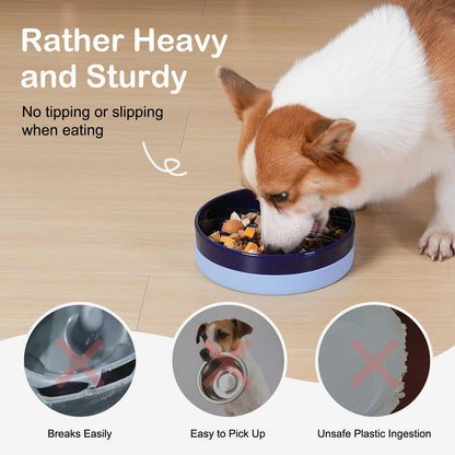 Sted Ceramic Slow Feeder Dog Bowls for Medium Large Breed, Slow Feeding Dog Bowl, Dogs Food Bowls for Fast Eaters, Puzzle Dogs Food Bowl with Silicone Base, Maze Black