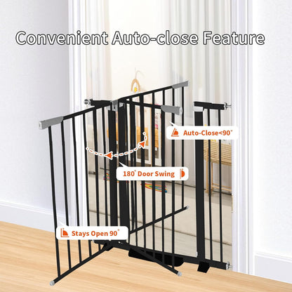 41 Inch Tall Baby Gate Auto Close Dog Gate Adjustable 29.92"-57.48" Wide Pressure Mounted Walk Through Swing Pet Gate for Doorways (White, 29.92"-57.48" Wide)