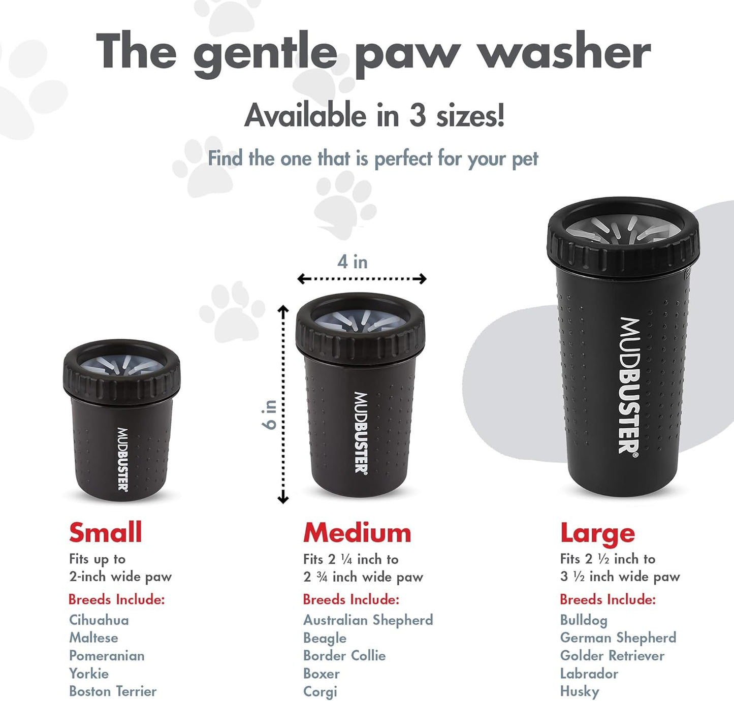Dexas MudBuster Medium Dog Paw Cleaner in Fuchsia - Fits 1.5"-2.5" Wide Paws, Portable Paw Washer for Muddy Paws, Dog Paw Cleaning Cup with Gentle Silicone Bristles, Quick Clean Pet Paw Washer