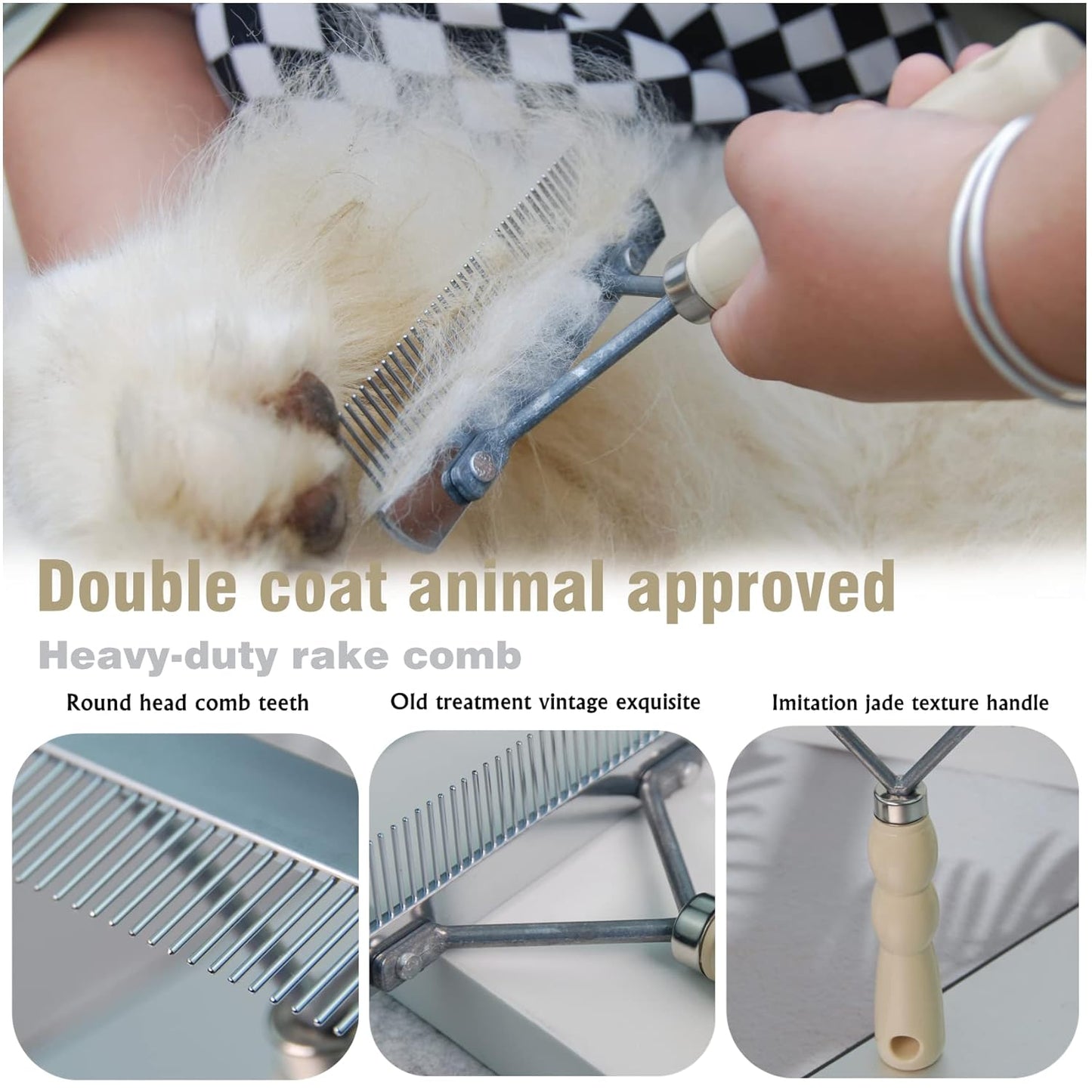 Undercoat Rake for Dogs, Grooming Rakes Brushes for Shedding Long Hair Coats Husky, German Shepherd, Golden Retriever, Long Tooth Removes Loose Hair Tangles