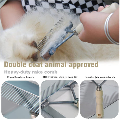 Undercoat Rake for Dogs, Grooming Rakes Brushes for Shedding Long Hair Coats Husky, German Shepherd, Golden Retriever, Long Tooth Removes Loose Hair Tangles