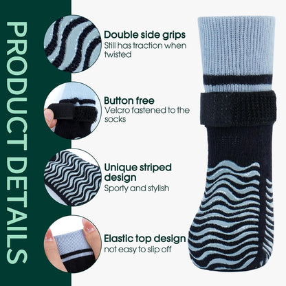 Kuoser Non Slip Dog Socks for Hardwood Floors, Dog Grippy Socks with Double-Sided Traction, Anti Slip Dogs Booties Paw Protectors to Prevent Licking Paws for Small Medium Large Senior Dogs, 4 Pack-M