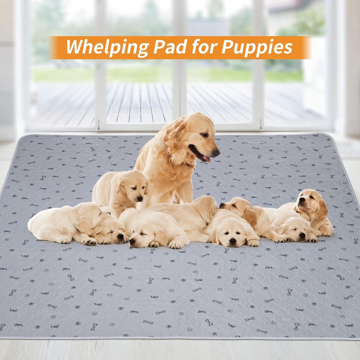 Washable Pee Pads for Dogs, 2Pack Reusable Puppy Pads, Absorbent Whelping Pads with Bone Print, Non-Slip Waterproof Pet Training Pads for Couch, Crate, Potty Training 18x24