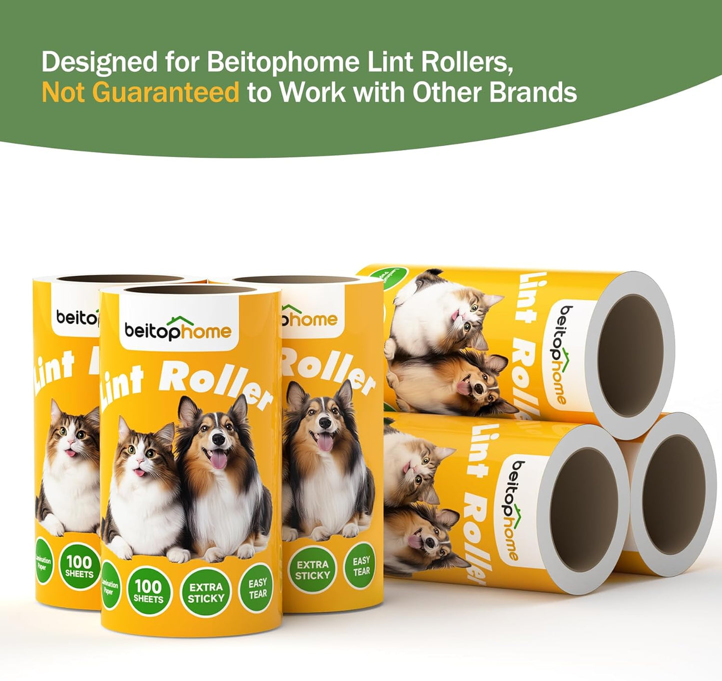 Lint Roller, 800-Sheet Extra Sticky Rollers for Pet Hair, 4 Handles, Value Pack for Dogs, Cats, Clothes, Carpet, Furniture