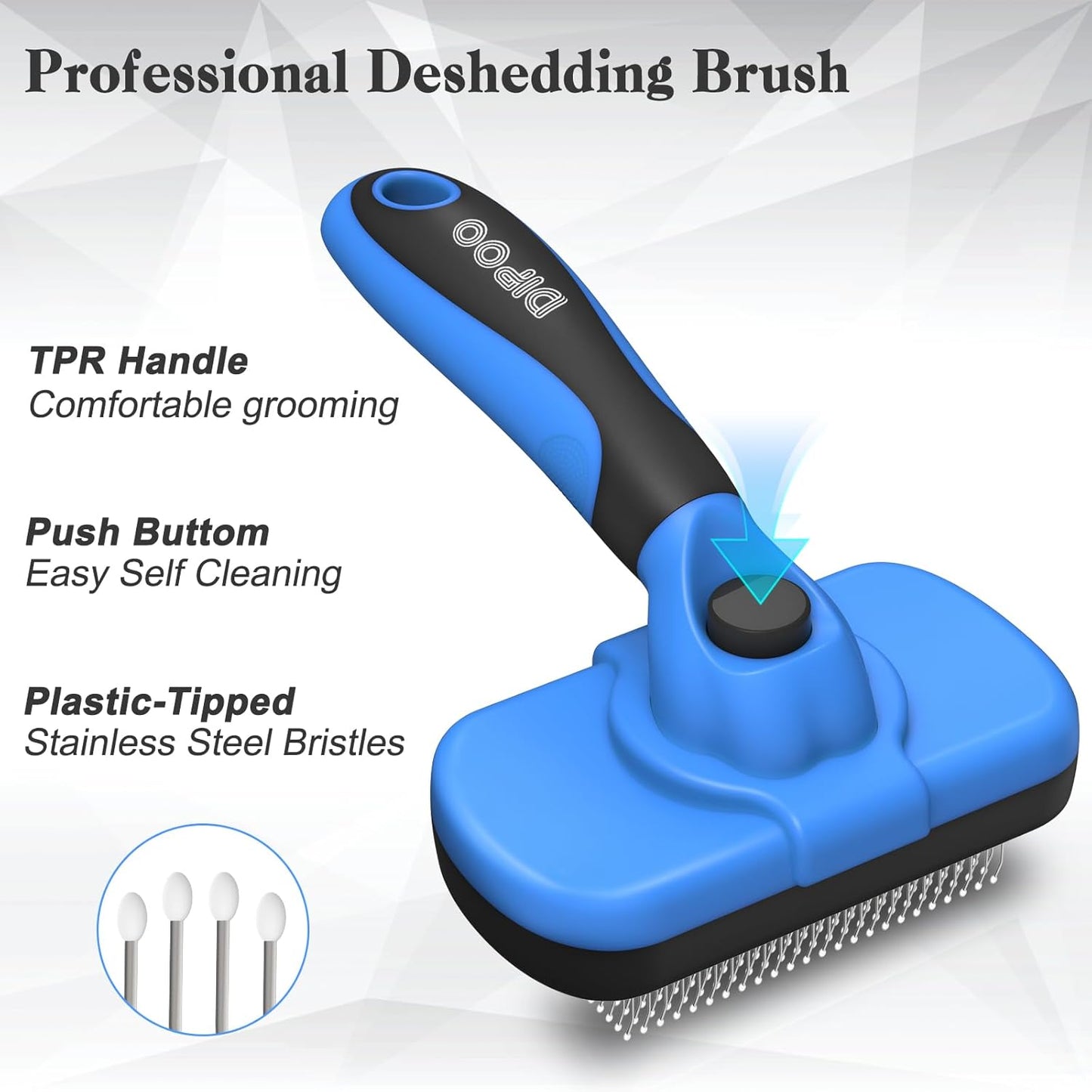 Dipoo Self Cleaning Shedding Brush - Skin Friendly Grooming Tool for Dogs, Cats, and Puppies, Deshedding and Hair Removal for Long and Short Haired Pets, Black