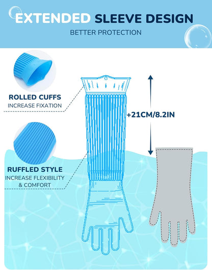 Pecute Pet Grooming Gloves - Heat Resistant Silicone Gloves with High-Density Teeth, Enhanced Five Finger Design for Bathing and Massaging Dogs and Cats, Blue