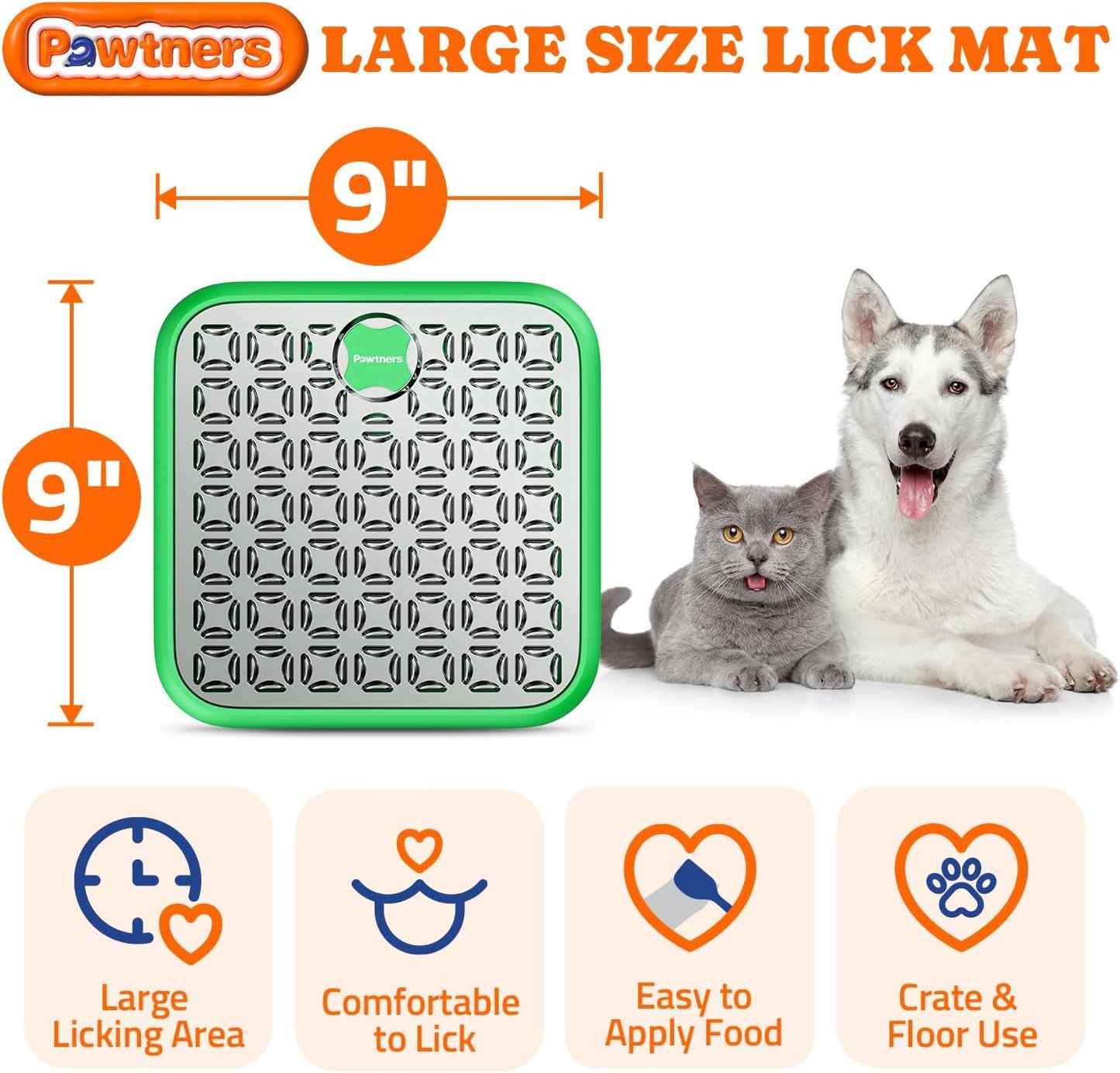 Lick Mat for Dogs & Cats, Stainless Steel Pet Slow Feeder for Crate Boredom & Anxiety Reduce, Cat Licking Pads with Spatula & Scrubbing Brush, Blue