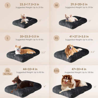 EHEYCIGA Fluffy Dog Crate Bed for Medium Dogs, Plush Faux Fur Crate Pad, Calming Anti Anxiety Medium Dog Bed, Washable Soft Warm Crate Mat with Non-Slip Bottom