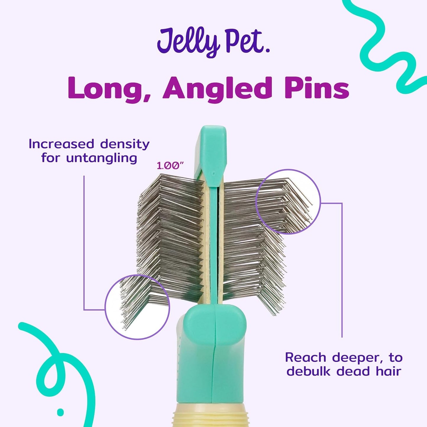 Jelly Pet Double Sided Dog Slicker Brush, Longer Pins, Flexible Head, Fine/Coarse Sides, Removes Unwanted Tangles, Medium, Pink