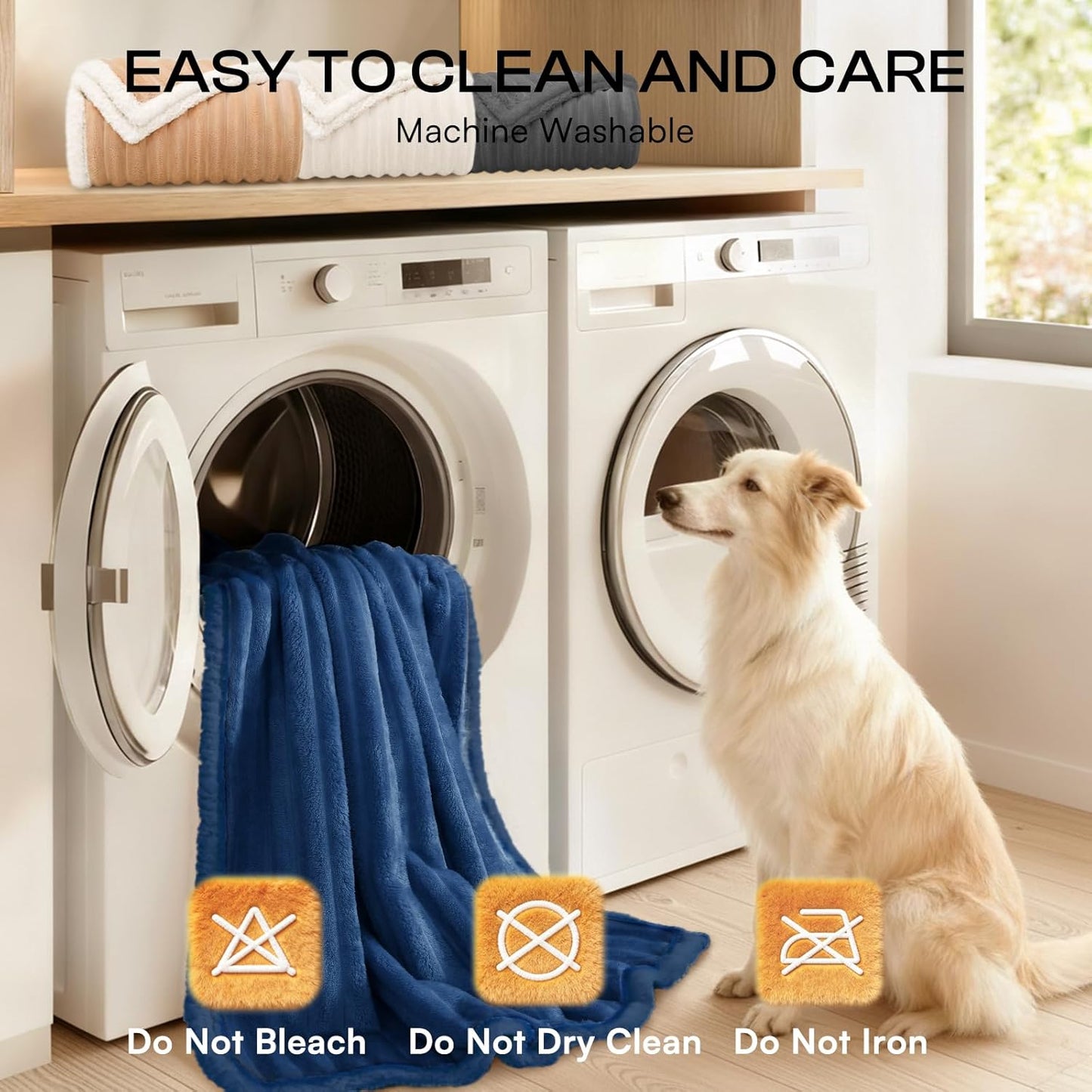 Luciphia Waterproof Dog Blanket for Large Dogs Ultra-Soft Calming Cut Pile Flannel Throw Durable & Warm Furniture Protection for Couch Bed Pet Blanket Machine Washable Stone Gray,L(65''x57'')