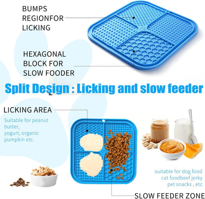 Honomastry Lick Mat for Dogs, Premium Lick Pad with Suction Cups for Dog Anxiety Relief, Slow Feeder Dog Bowls, Bathing, Grooming and Training.