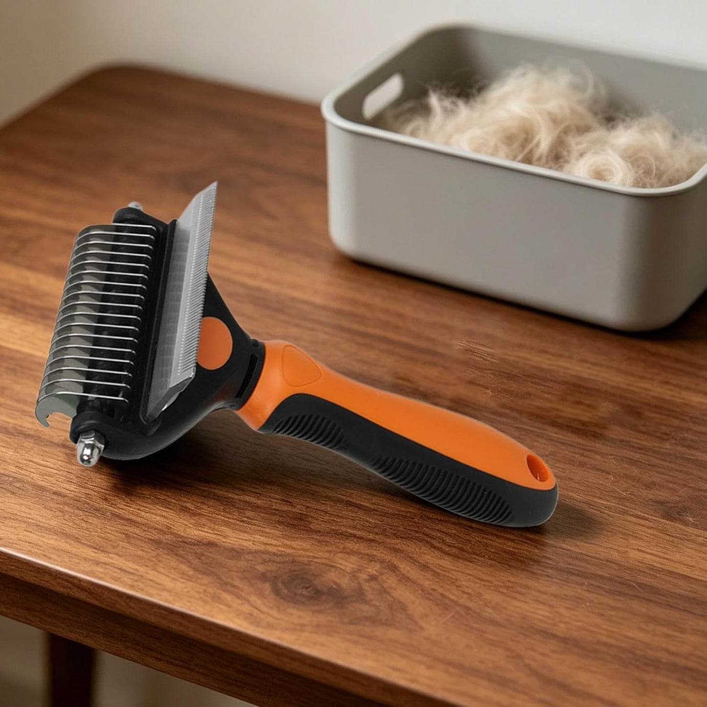 Pet Undercoat Rake, Non-Slip Handle, 17.3x10x4.3cm, Pet Grooming Tool, Dog Dematting Comb, Safety Tips Design, for Thick Coat, Puppy and Kitten Grooming