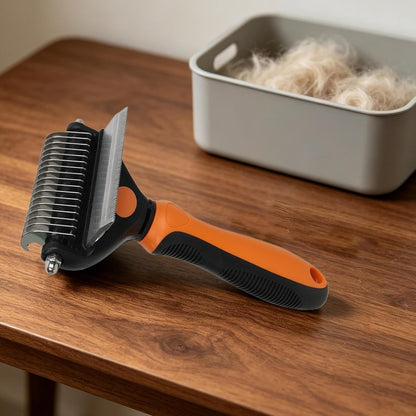 Pet Undercoat Rake, Non-Slip Handle, 17.3x10x4.3cm, Pet Grooming Tool, Dog Dematting Comb, Safety Tips Design, for Thick Coat, Puppy and Kitten Grooming