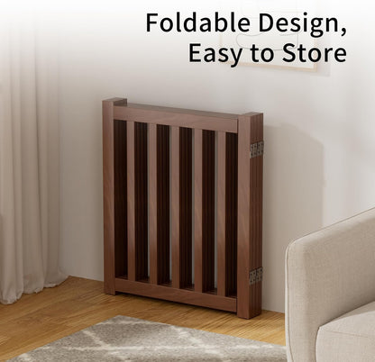 2-Panel Solid Wood Dog Gate - Freestanding Folding Pet Gate for Doorways, Stairs, Indoor, 24" Height, No Installation Needed, Natural Wood