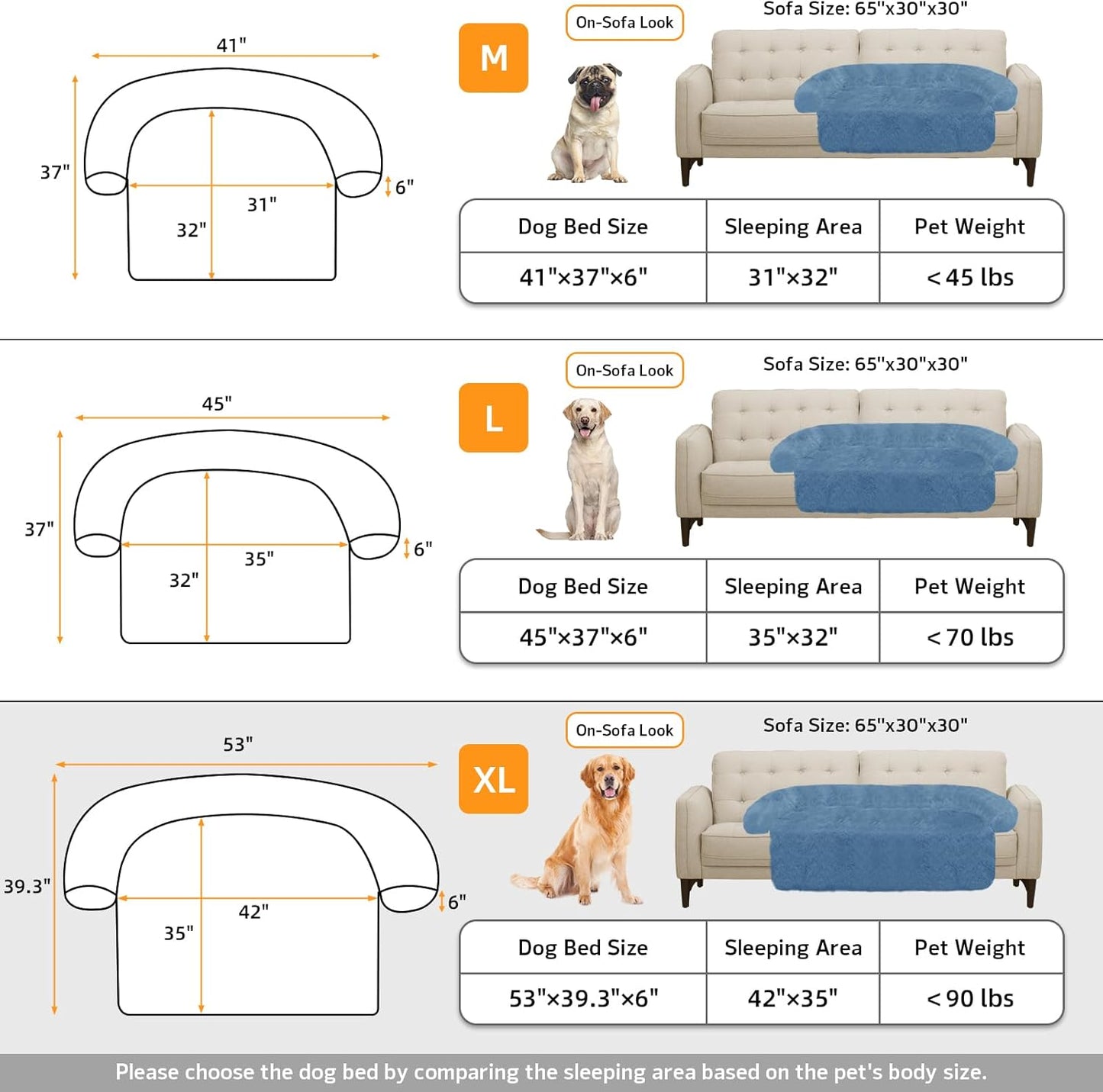 Calming Dog Bed Fluffy Plush Dog Mat for Furniture Protector with Removable Washable Cover for Large Medium Small Dogs and Cats (Large, Light Grey)