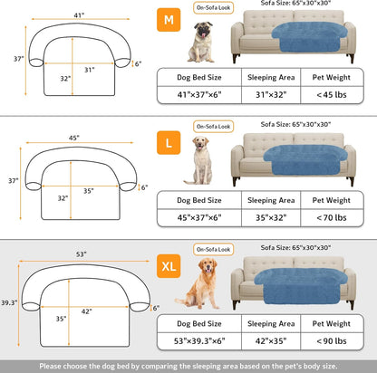 Calming Dog Bed Fluffy Plush Dog Mat for Furniture Protector with Removable Washable Cover for Large Medium Small Dogs and Cats (Large, Light Grey)