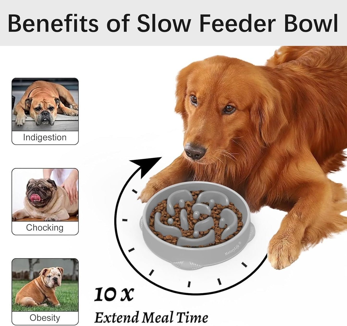 MateeyLife Slow Feeder Dog Bowls 2PCS, Anti-Choking Puzzle Dog Food Bowls, Anti-Slip Interactive Feeding Slow Down Eating, Bloat Stop Maze Dishes for Medium Breeds Pink&Purple